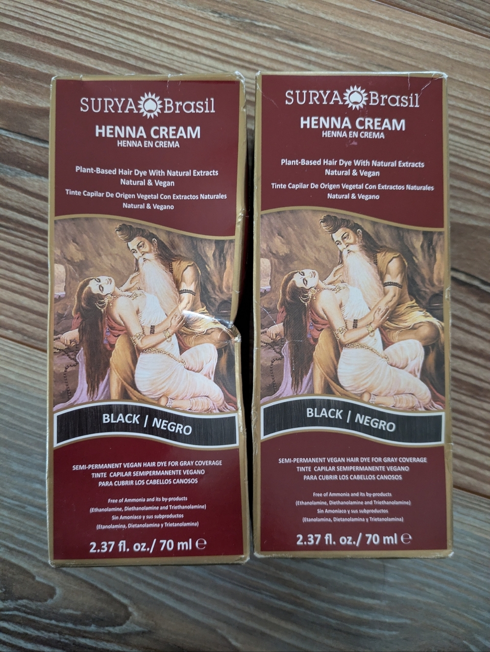 Surya Brasil Henna Cream Semi-Permanent Vegan Hair Dye Black Pack Of 2